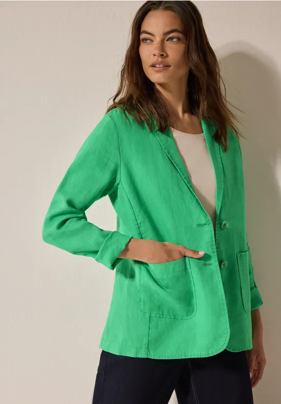 Leinen-Blazer juicy apple green