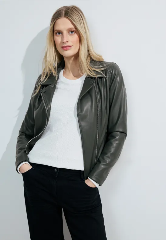 Veste de motard en PU strong khaki