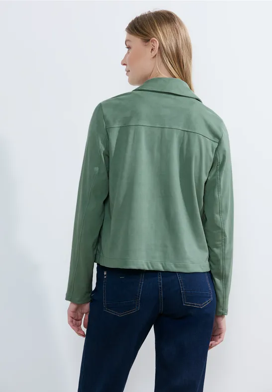 Veste en velours courte raw salvia green