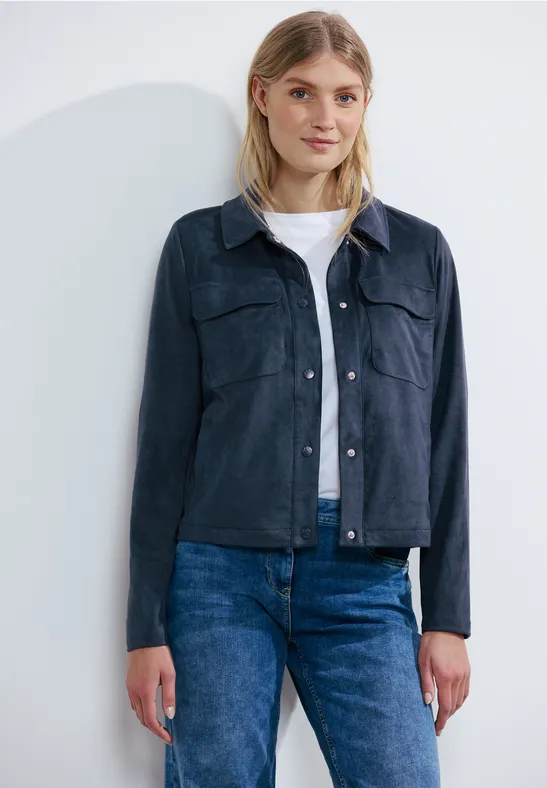 Veste en velours courte casual denim blue