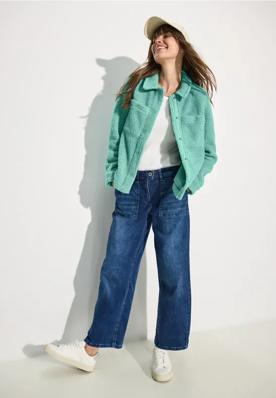 Veste Teddy avec col chemise adriatic green