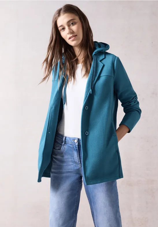 Blazerjacke in Wolloptik aqua melange