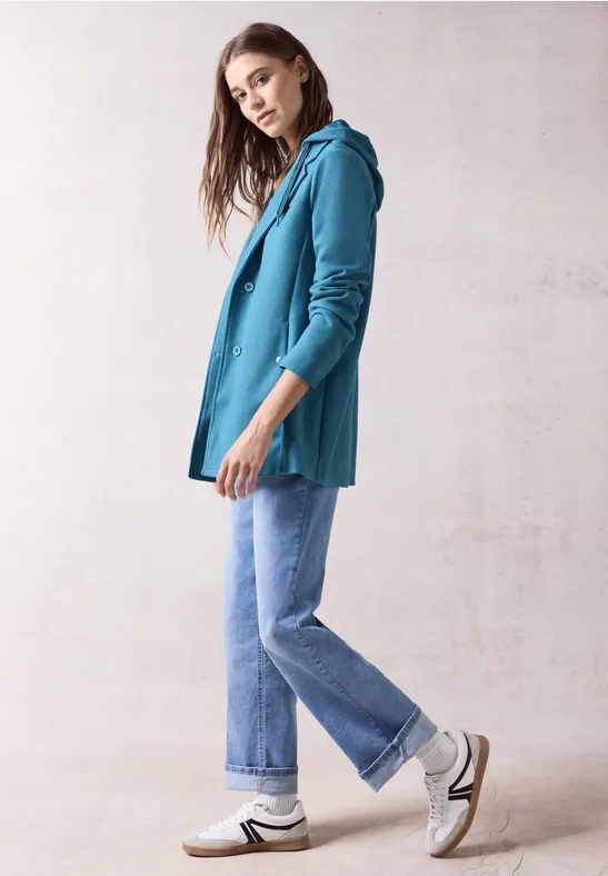 Blazerjacke in Wolloptik aqua melange