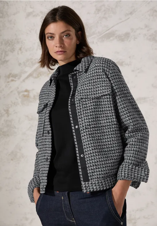 Kurze Jaquard Jacke Black
