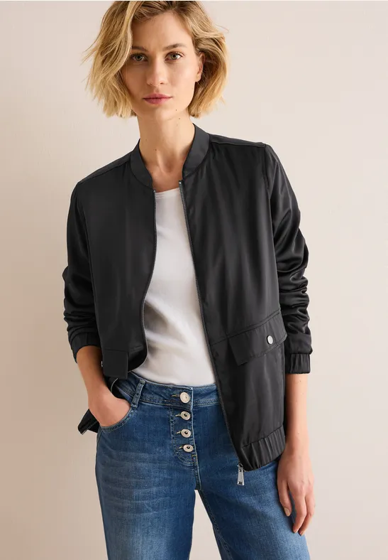 Satin-Blouson Black