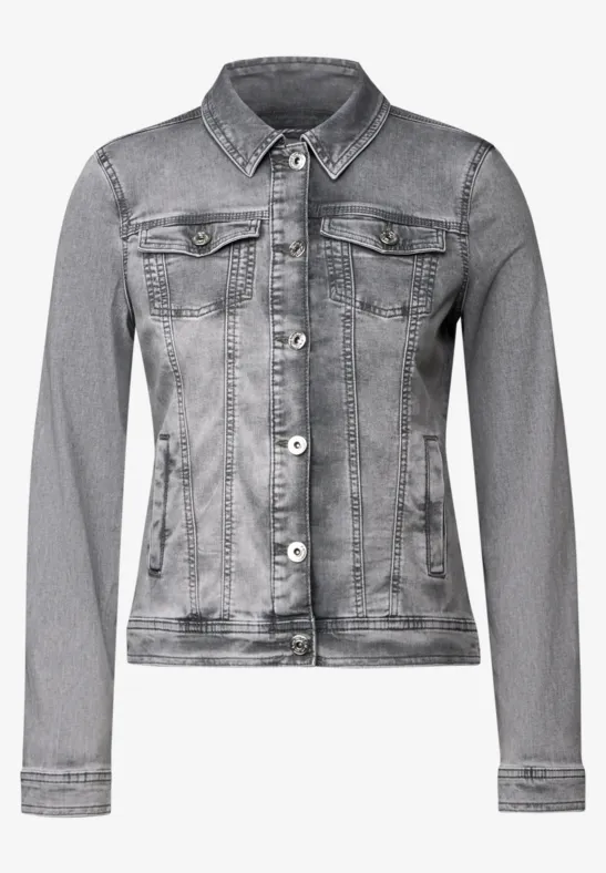 Jeansjacke mit Hemdkragen mid grey used wash