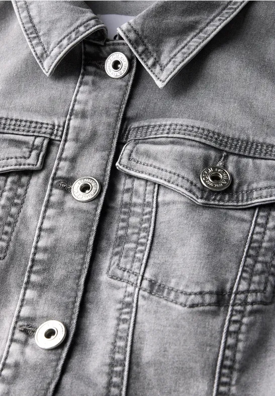 Jeansjacke mit Hemdkragen mid grey used wash