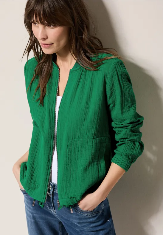 Veste courte en mousseline garden green