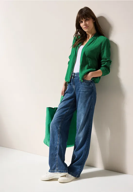 Veste courte en mousseline garden green