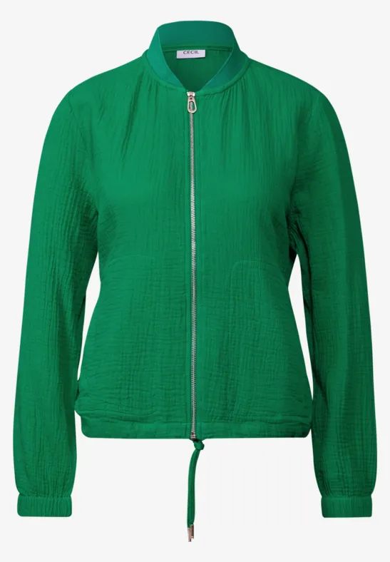 Veste courte en mousseline garden green