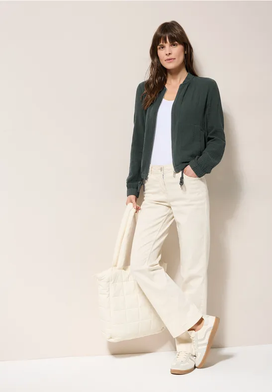 Veste courte en mousseline slate khaki