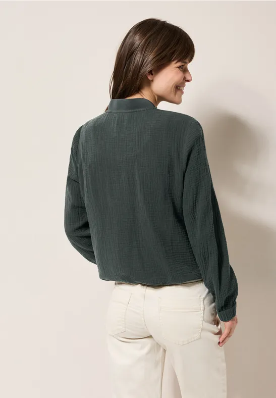 Veste courte en mousseline slate khaki