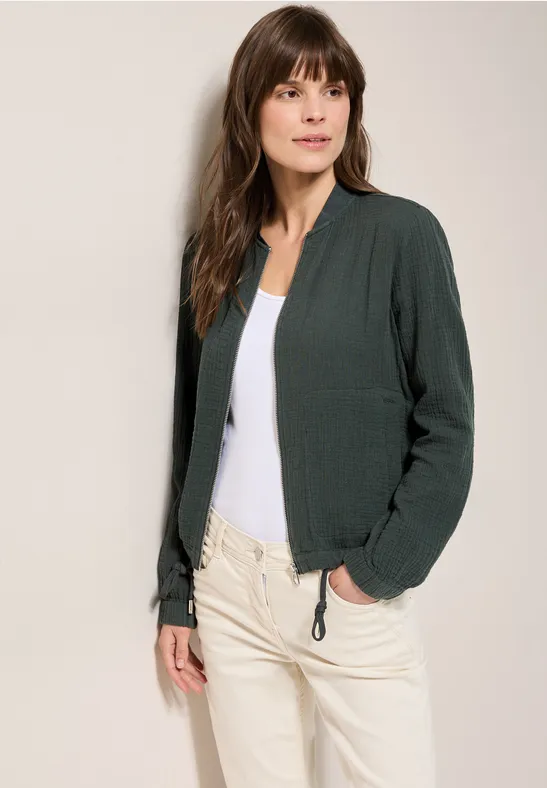 Veste courte en mousseline slate khaki