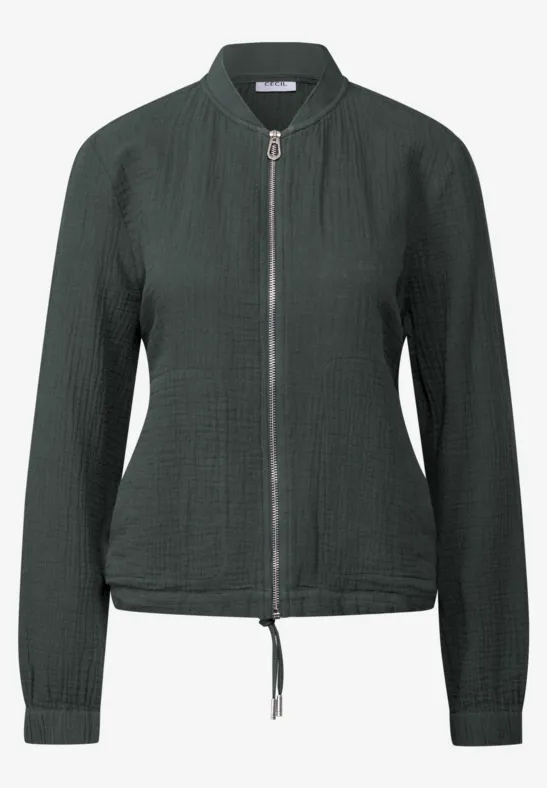 Veste courte en mousseline slate khaki