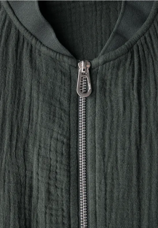 Veste courte en mousseline slate khaki