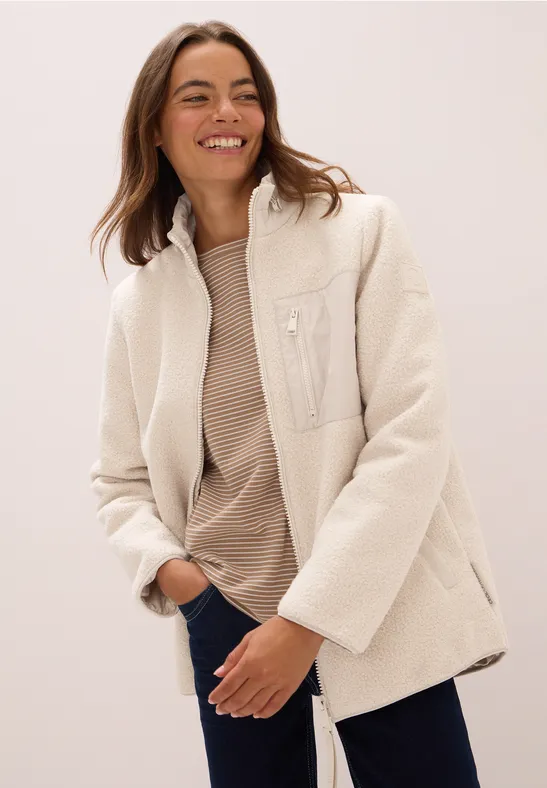 Teddy Jacke mit Details teddy vanilla white