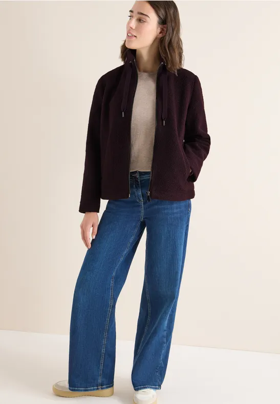 Kurze Teddy-Jacke eggplant red