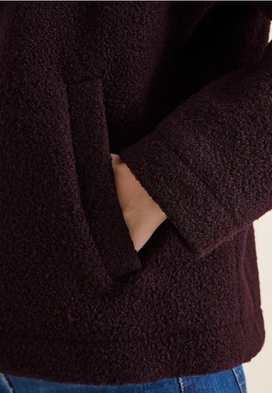 Kurze Teddy-Jacke eggplant red