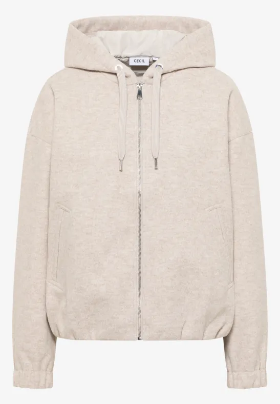 Blouson en aspect laine oat milk beige melange