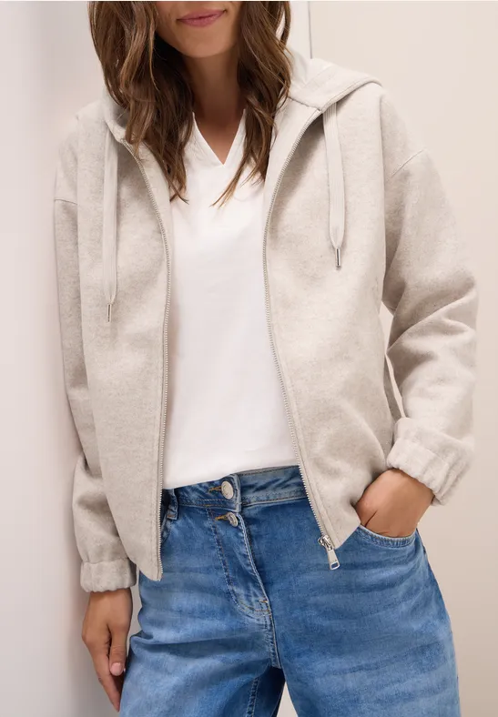 Blouson en aspect laine oat milk beige melange