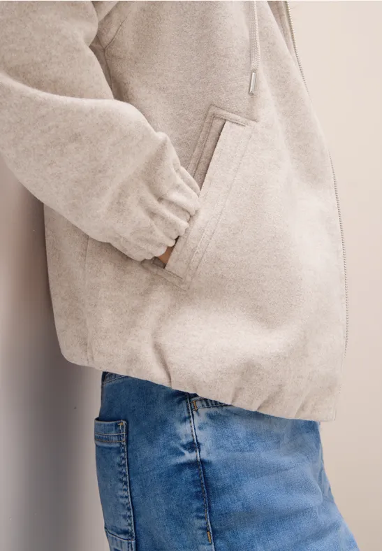 Blouson en aspect laine oat milk beige melange