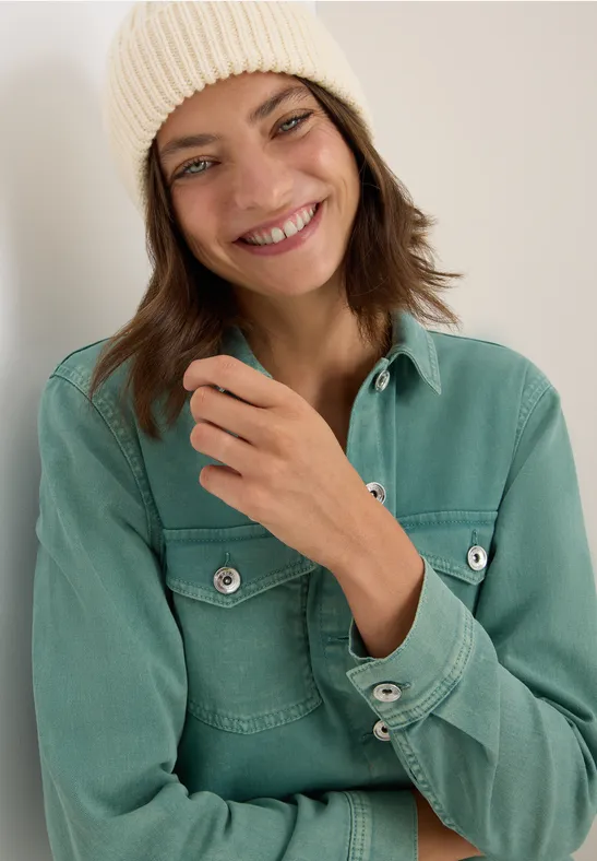 Colored Denim Overshirt jewel green