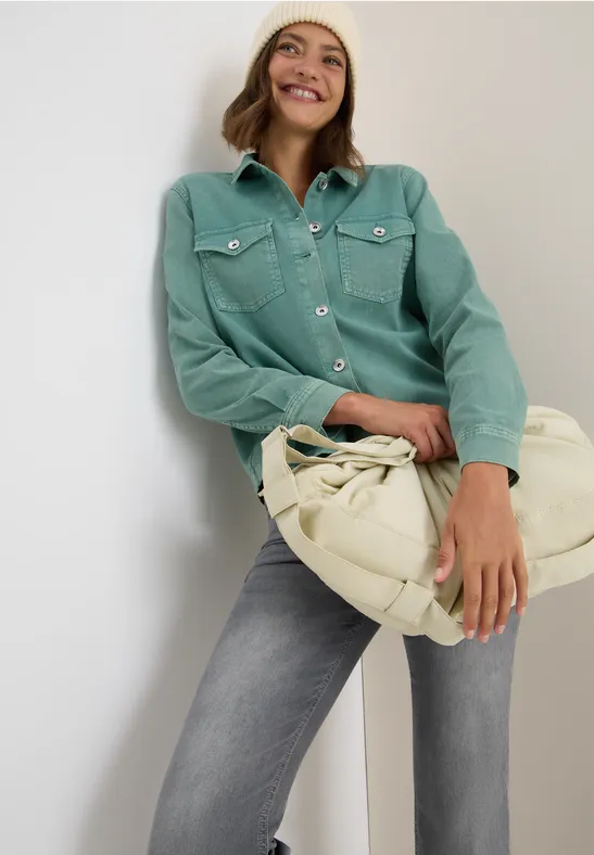 Colored Denim Overshirt jewel green