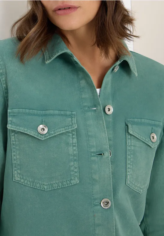 Colored Denim Overshirt jewel green