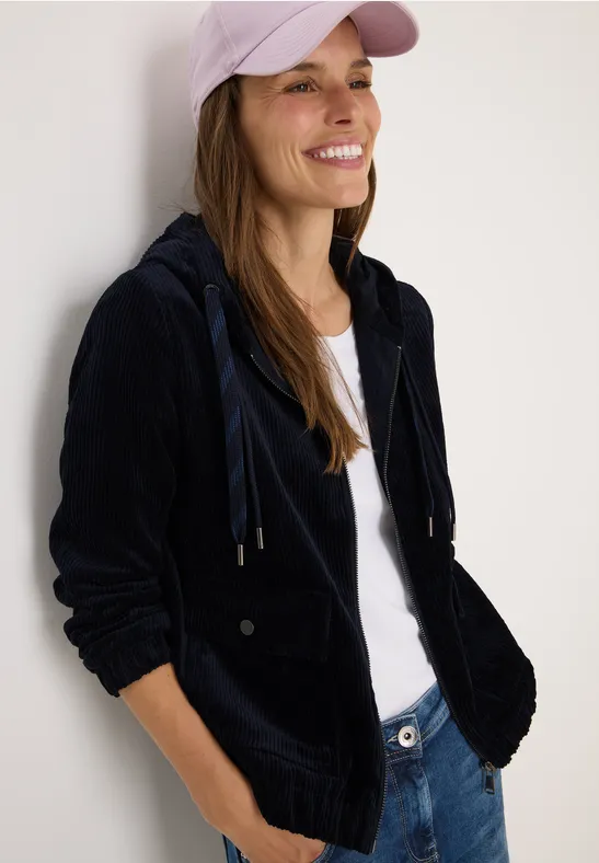 Veste en velours côtelé avec capuche urban dark blue