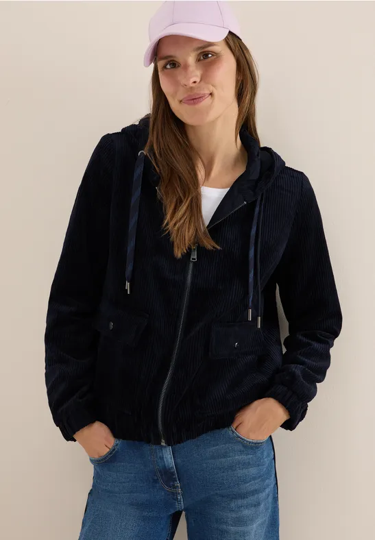 Veste en velours côtelé avec capuche urban dark blue