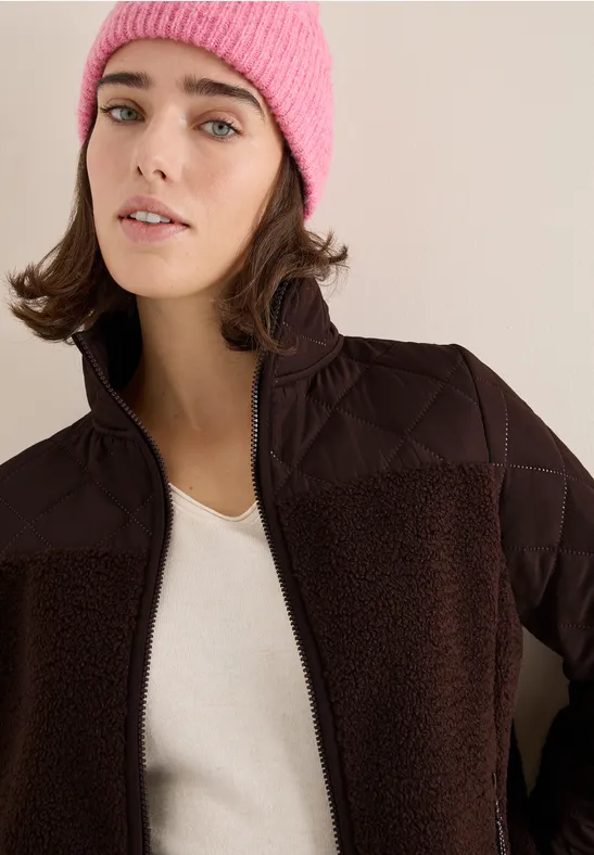 Veste Teddy avec détails piqués tartufo brown