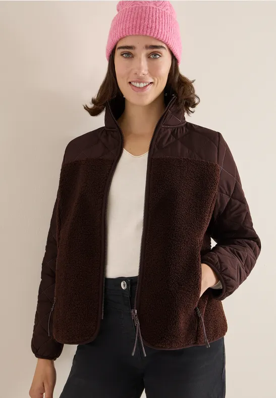 Veste Teddy avec détails piqués tartufo brown