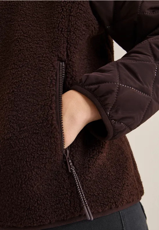 Veste Teddy avec détails piqués tartufo brown