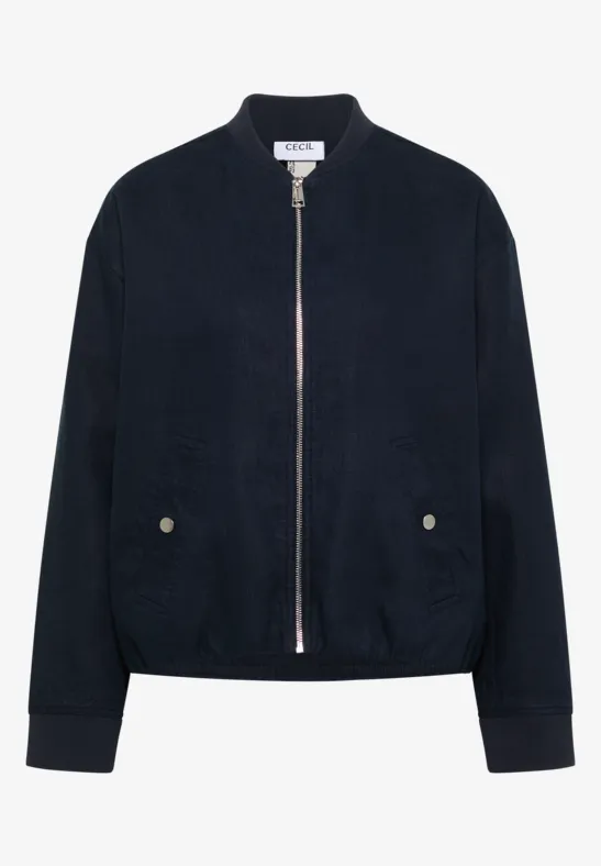 Schwarze Bomberjacke mit Reißverschluss, seitlichen Taschen und elastischen Bündchen