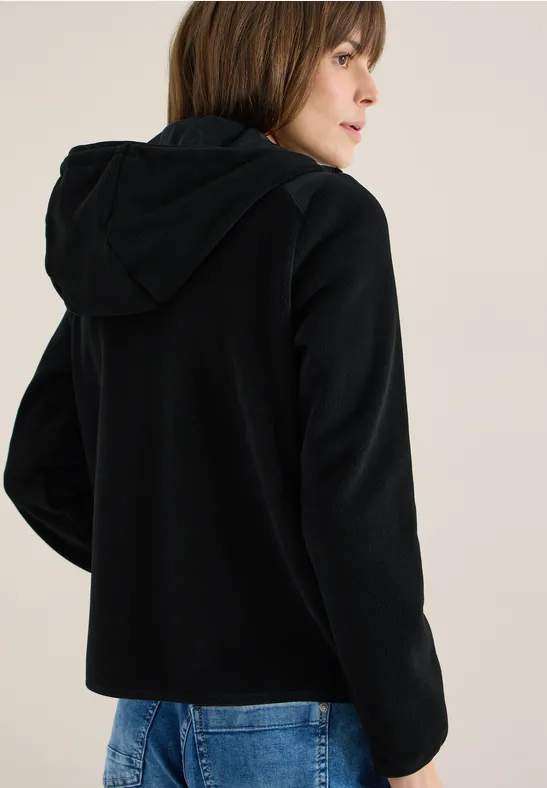 Fleecejacke mit Hoodie Black