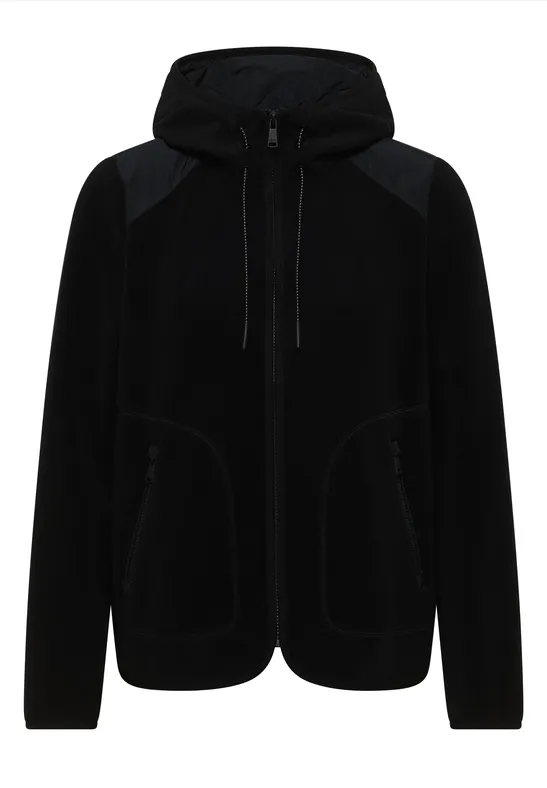 Fleecejacke mit Hoodie Black