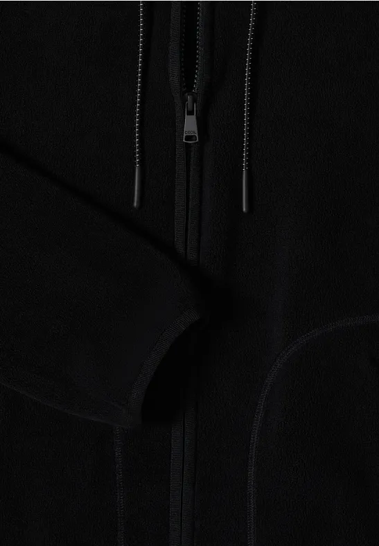 Fleecejacke mit Hoodie Black