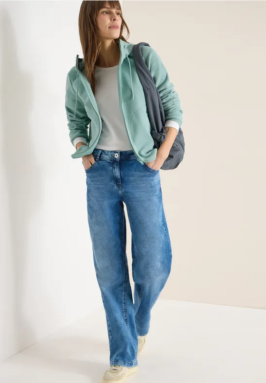 Fleecejacke mit Hoodie mint sea green