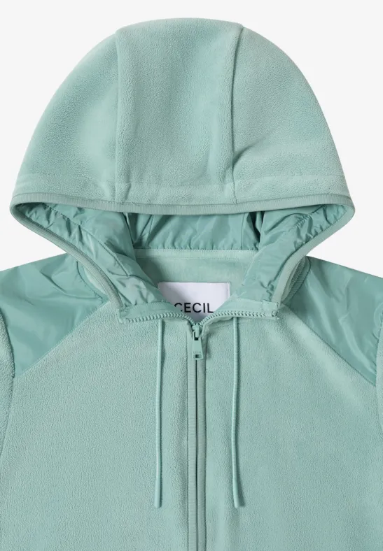 Fleecejacke mit Hoodie mint sea green