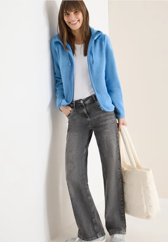 Fleecejacke mit Hoodie fountain blue