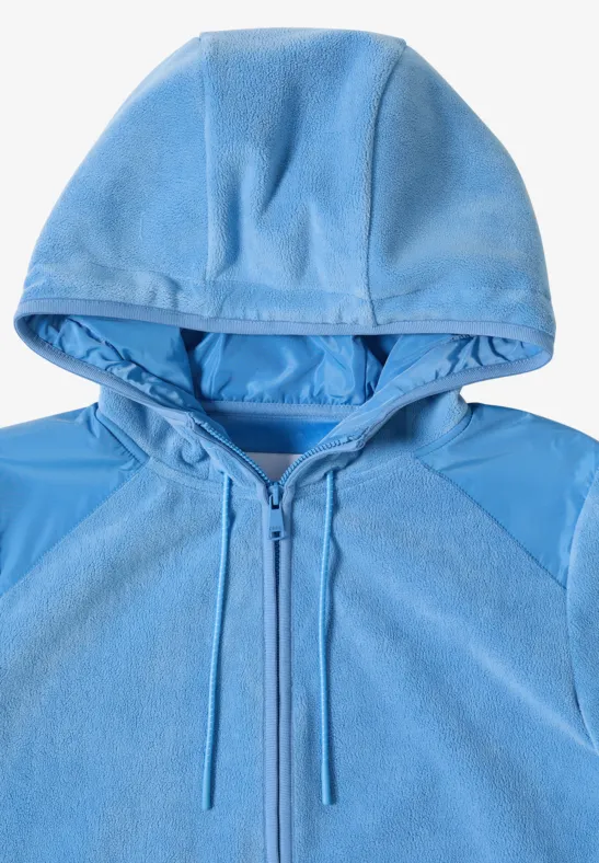 Fleecejacke mit Hoodie fountain blue