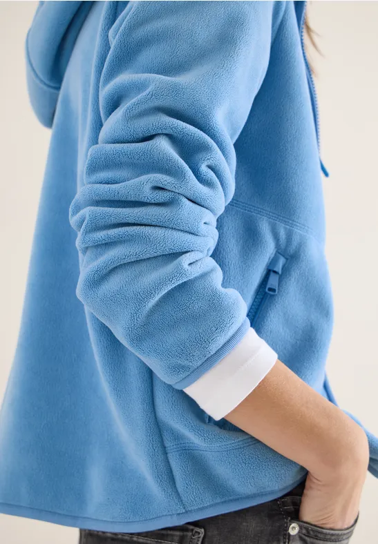 Fleecejacke mit Hoodie fountain blue