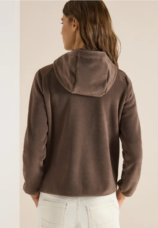 Fleecejacke mit Hoodie urban taupe