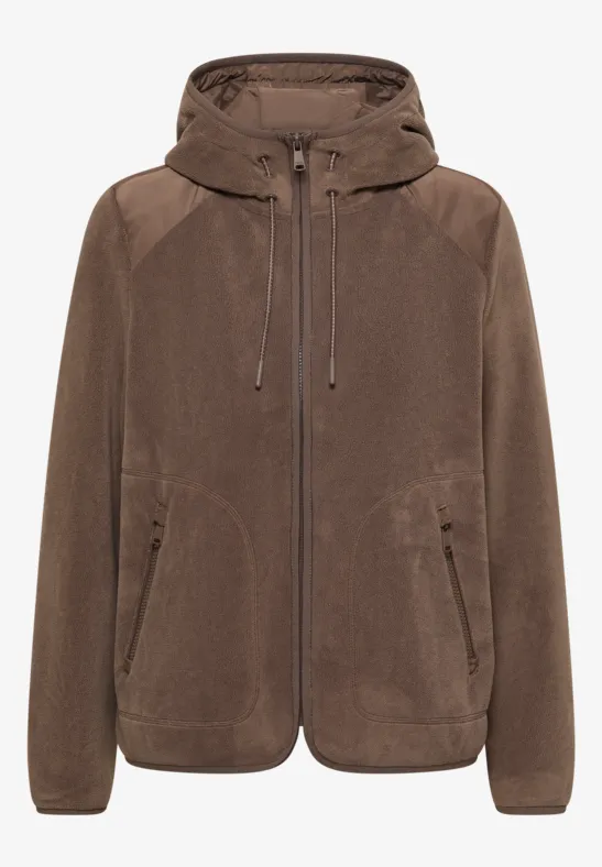 Fleecejacke mit Hoodie urban taupe