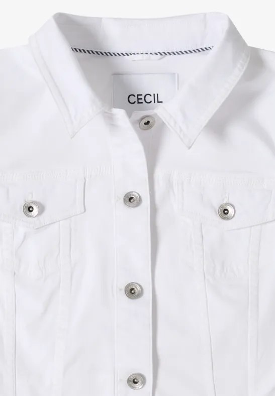 Jeansjacke mit Brusttaschen und Knöpfen White