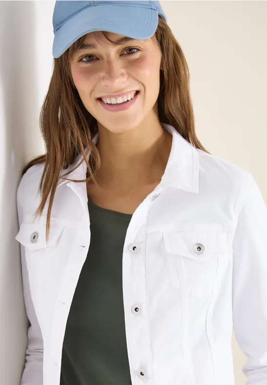 Jeansjacke mit Brusttaschen und Knöpfen White
