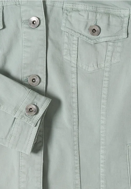 Jeansjacke mit Brusttaschen und Knöpfen mint sea green