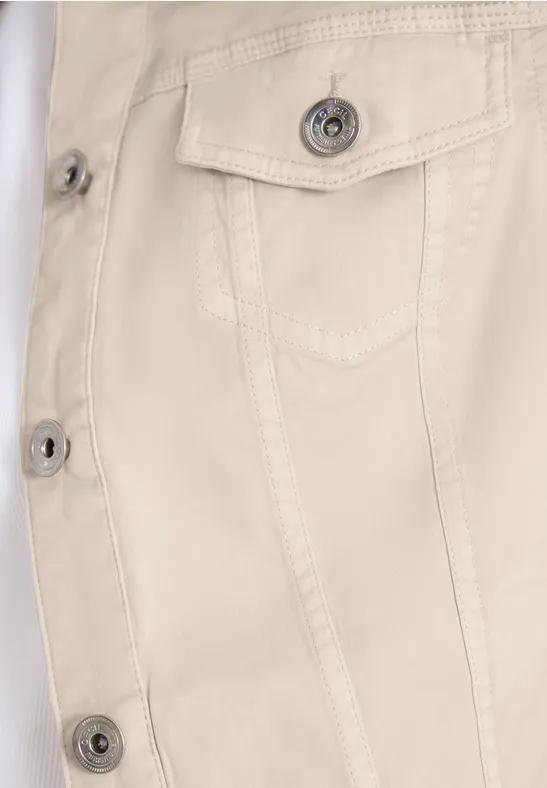 Jeansjacke mit Brusttaschen und Knöpfen dust beige