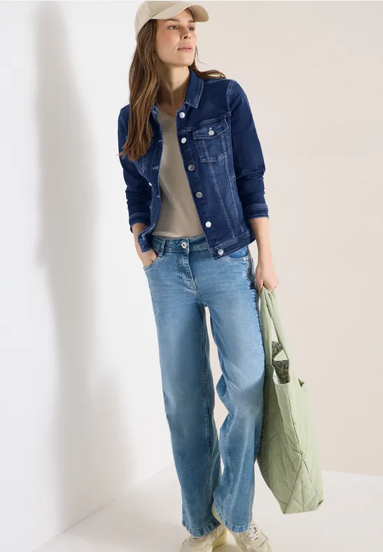 Jeansjacke mit Brusttaschen und Knöpfen mid blue wash