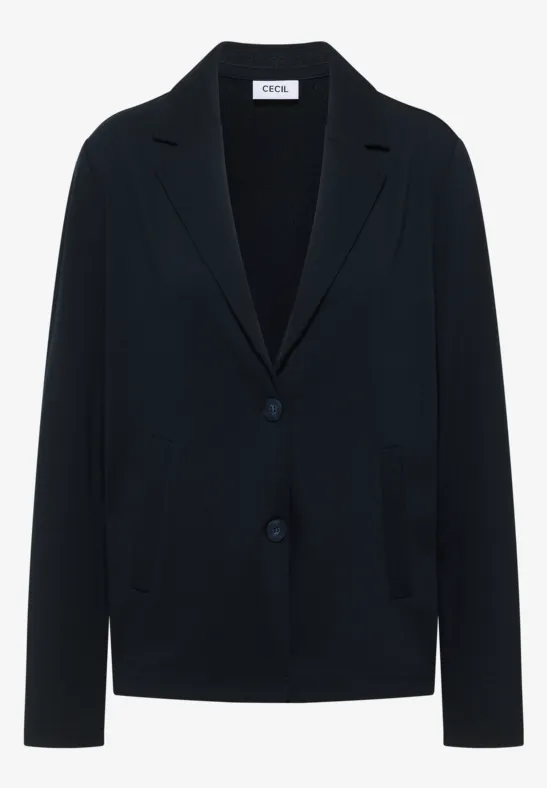 Dunkelblauer Einreiher-Blazer mit Reverskragen und zwei Knöpfen